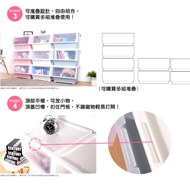 【HOUSE 好室喵】46面寬艾夏掀蓋式可堆疊玩具衣物收納箱39L-6入