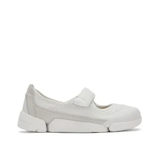 【Clarks】女鞋 三瓣鞋2.0 Trigenic2 Jane全皮面輕盈寬楦瑪莉珍休閒鞋 小白鞋(CLF82123C)