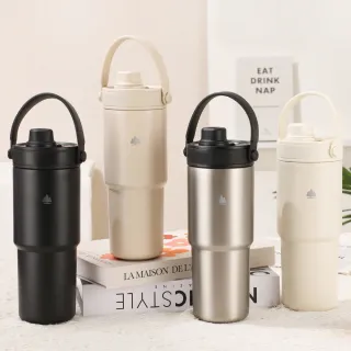 【Beroso 倍麗森】2025全新升級款-不鏽鋼內陶瓷保溫環保手提杯735ml-三色任選(雙層/保冰杯/隨行杯)