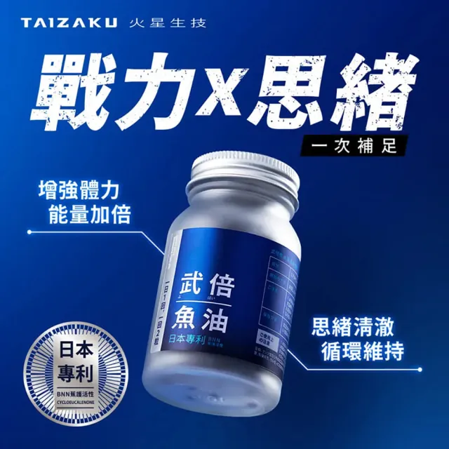 【TAIZAKU 火星生技】武倍魚油 3入組 60粒/盒(戰力提升x思緒清澈 瑪卡 精胺酸 鋅 BNN蕉護活性 男性保健)