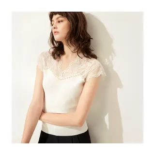 【Le Polka】質感蕾絲針織衫-女