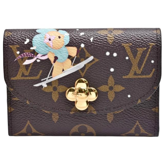 LV LOUIS VUITTON路易威登 M12239 聖誕限定 Snow Show 系列經典 Rosalie Monogram 帆布零錢包