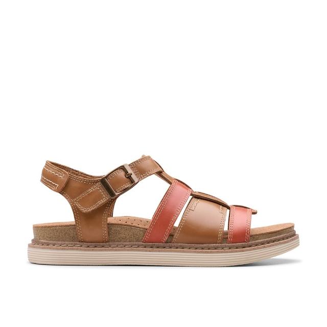 【Clarks】女鞋 Arwell Sun 拚色編織羅馬涼鞋(CLF81415S)