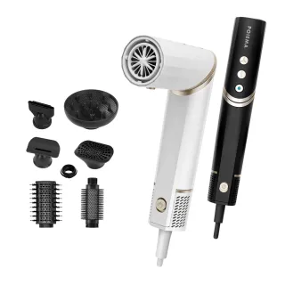 【POIEMA】Wrap造型吹風機(吹整2合1/輕量315g/12種控溫/6種吹頭/多元整髮器/自動清潔/吸磁式快拆吹嘴/P637)