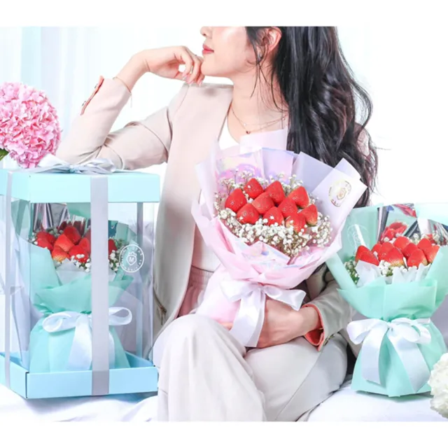 【MyDearStrawberries】經典蒂芬尼草莓花束生日禮盒組(水果花束/情人節/告白/生日禮物/超人氣花束/草莓)