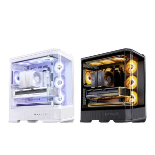 【JONSBO 喬思伯】D400 台灣版 立體斜切曲面機殼 黑/白(預鎖4風扇/ATX/快拆/雙艙/支援背插/10風扇位/雙360)