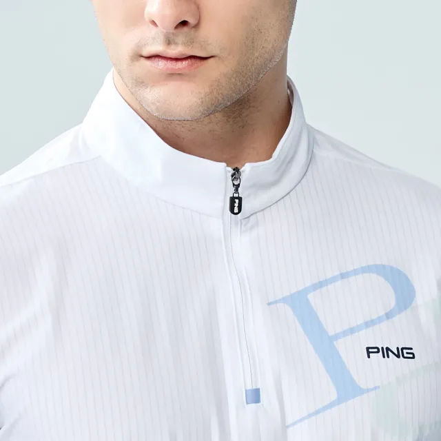 【PING】男款吸濕排汗涼感短袖立領上衣-白(GOLF/高爾夫球衫/PA25126-87)