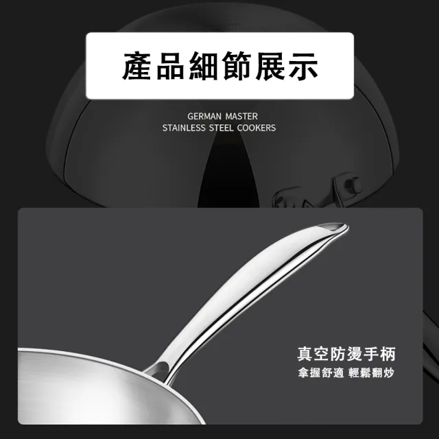 【TAMZU 潭祖】28cm不鏽鋼炒鍋 不粘小炒鍋 家用一人食鍋(316不鏽鋼炒菜鍋 無塗層不粘鍋 燃氣灶電磁爐通用)