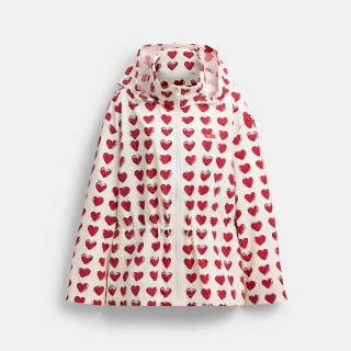 【COACH】蔻馳官方直營 愛心圖樣防風夾克 外套-白堊彩(CBE96)