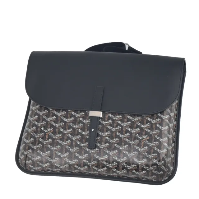 【GOYARD 高雅德】翻蓋皮扣郵差包(黑)