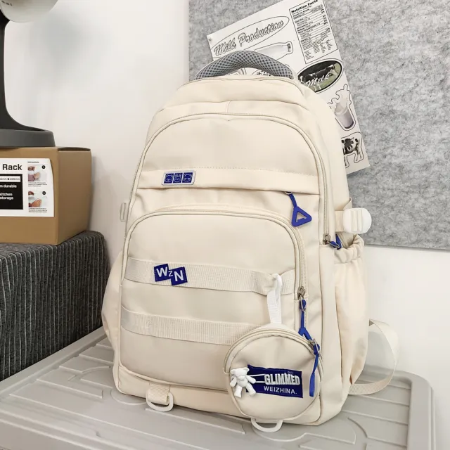 【MoodRiver】多口袋大容量 防潑水機能後背包(登機包 登山背包 電腦包 筆電包 旅行 收納 韓國風格)