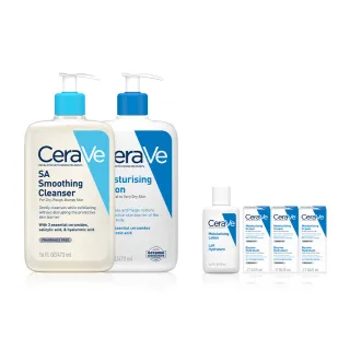 【CeraVe 適樂膚】角質代謝嫩膚組★長效清爽保濕乳+水楊酸煥膚淨嫩潔膚露 473ml(改善乾燥粗糙顆粒)