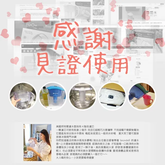 【Brondell】美國邦特爾 H2O+ 長效濾水壺 （白）＋八周長效濾芯（7入）(共1壺7芯)