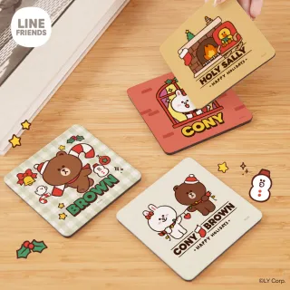 【收納王妃】LINE 聖誕節系列 軟式珪藻土杯墊 10*10cm 杯墊 硅藻土(2入/組)