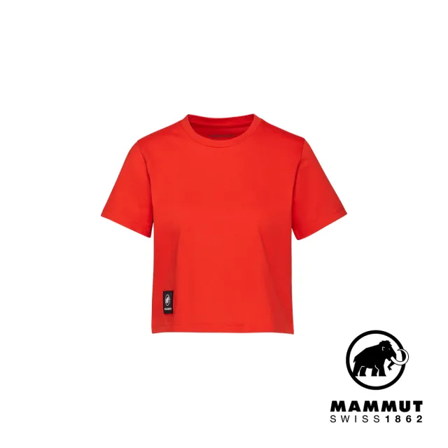 【Mammut 長毛象官方直營】Massone T-Shirt Cropped Patch 有機棉短版短袖T恤 經典紅 女款 #1017-05180