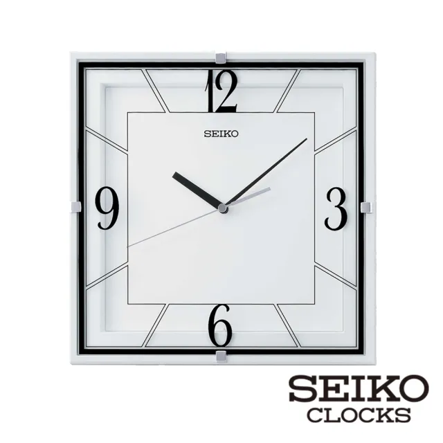 【SEIKO 精工】極美方形設計 掛鐘 時鐘 QXA821W(靜音指針 36912數字 極簡時標)