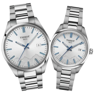 【TISSOT 天梭 官方授權】PR100 少女峰 石英對錶 七夕 情人節 送禮 推薦(T1504101103100+T1502101103101)