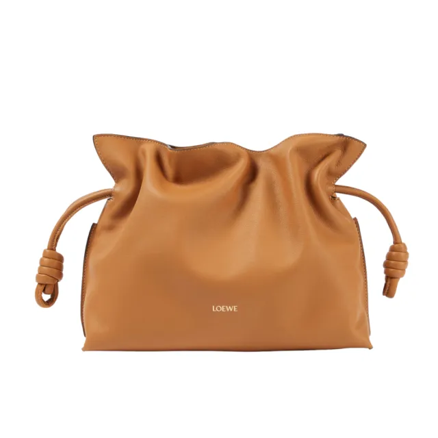 【LOEWE 羅威】全新福利品 Flamenco Clutch 中款 納帕小牛皮 手拿包 肩背包 斜背包 暖沙色