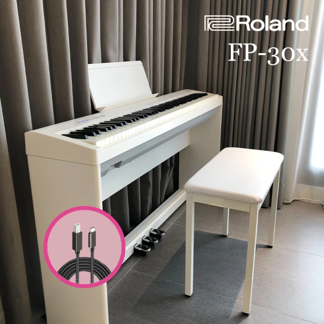 【ROLAND 樂蘭】FP-30X 88鍵 電鋼琴 套裝 固定高度椅(送TYPE-C手機錄音線/原保兩年/全新公司貨)