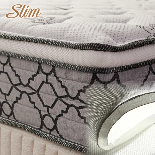 【SLIM】雙人加大涼感記憶膠乳膠抗菌獨立筒床墊6x6.2尺x27cm-溫控紓壓型