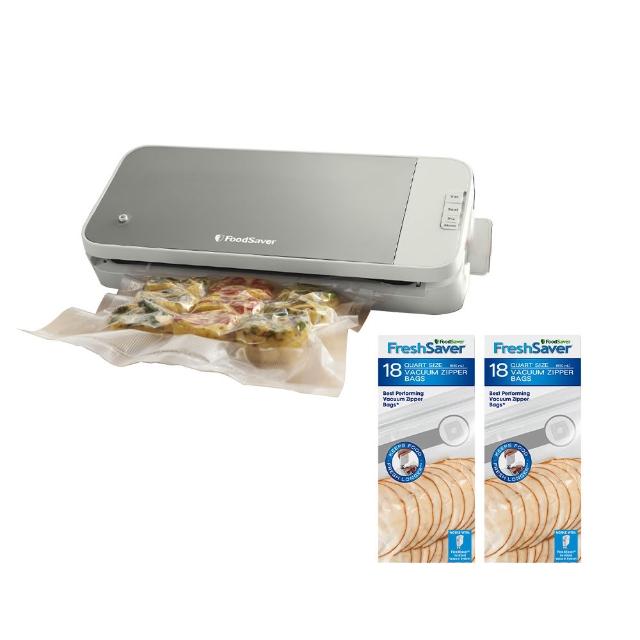 【福利品】美國FoodSaver-真空保鮮機VS2150+真空夾鏈袋36入(真空機/包裝機/封口機)