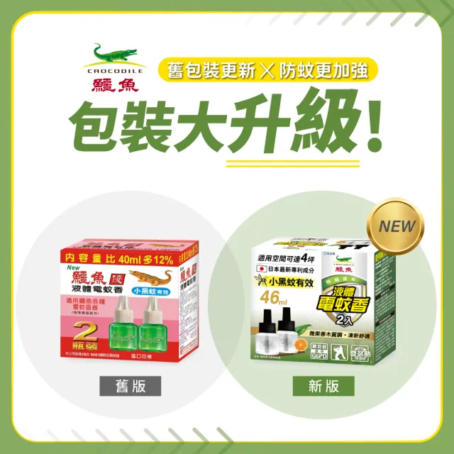 【鱷魚】液體電蚊香46ml-果香木質-雙罐裝-6入組(有效防治登革熱病媒蚊)