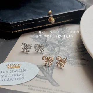 【Turquoise Jewelry】現貨~S925銀耳針可愛裸空蝴蝶結耳環/金/銀(芭蕾女孩/浪漫/蝴蝶結控)