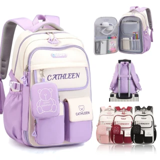 【Starshop】日式簡約冰箱式側開學生書包 輕量減壓後背包 雙肩包 國小/國中 護脊書包 女童(聖誕禮物)