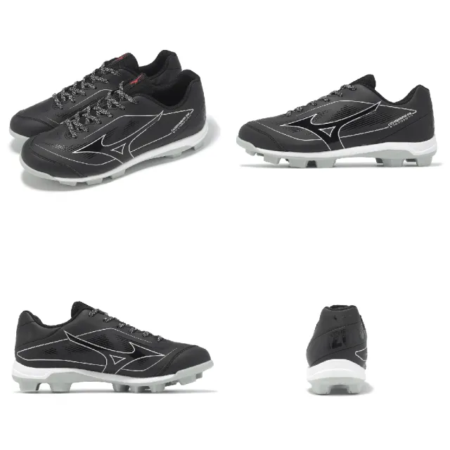 【MIZUNO 美津濃】棒壘球鞋 Cushionrevo DIA 寬楦 男鞋 黑 白 支撐 美津濃 11GP2560-09