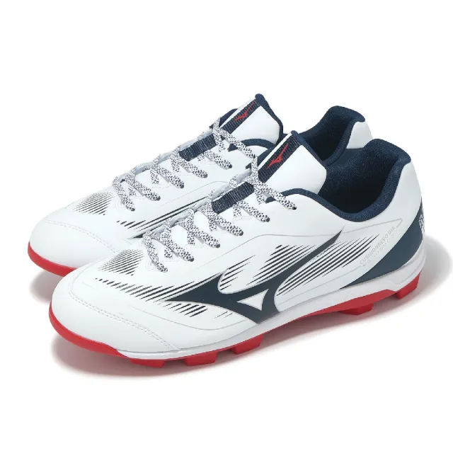【MIZUNO 美津濃】棒壘球鞋 Cushionrevo DIA 寬楦 男鞋 白 藍 紅 支撐 11GP2560-14