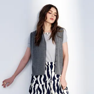 【KERAIA 克萊亞】雲霧柔灰V領背心外罩