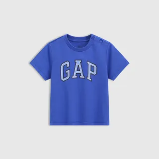 【GAP】男幼童裝 Logo純棉印花圓領短袖T恤-藍色(767152)