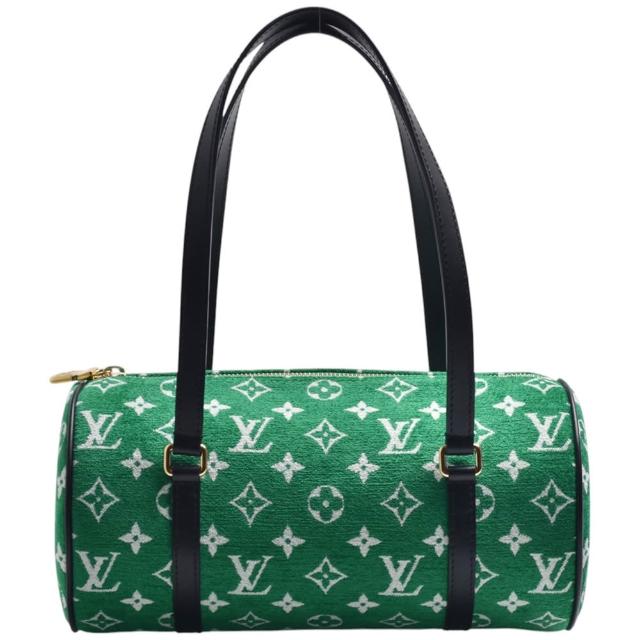 【Louis Vuitton 路易威登】M46206 經典Monogram Jaguar Papillon系列絨面緹花布手提/肩背包(綠色)