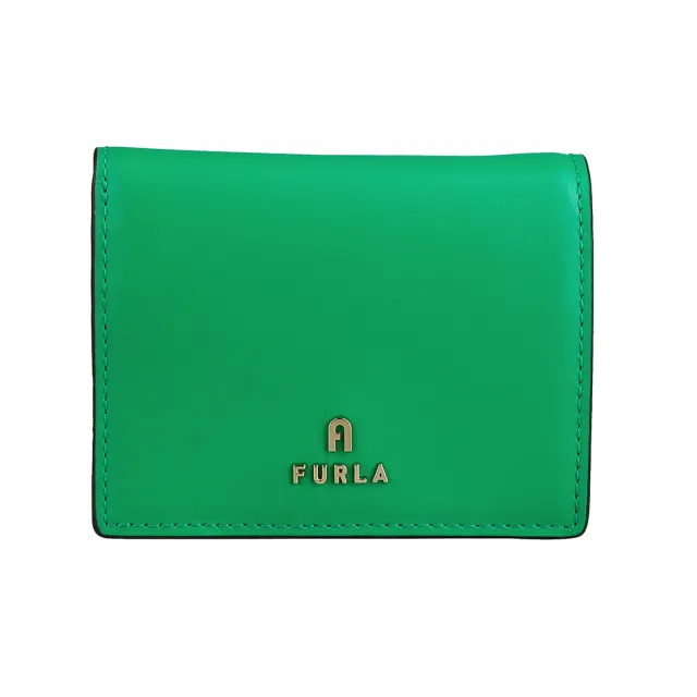 【FURLA 芙拉】FURLA CAMELIA 4卡釦式摺疊短夾(螢火蟲綠)