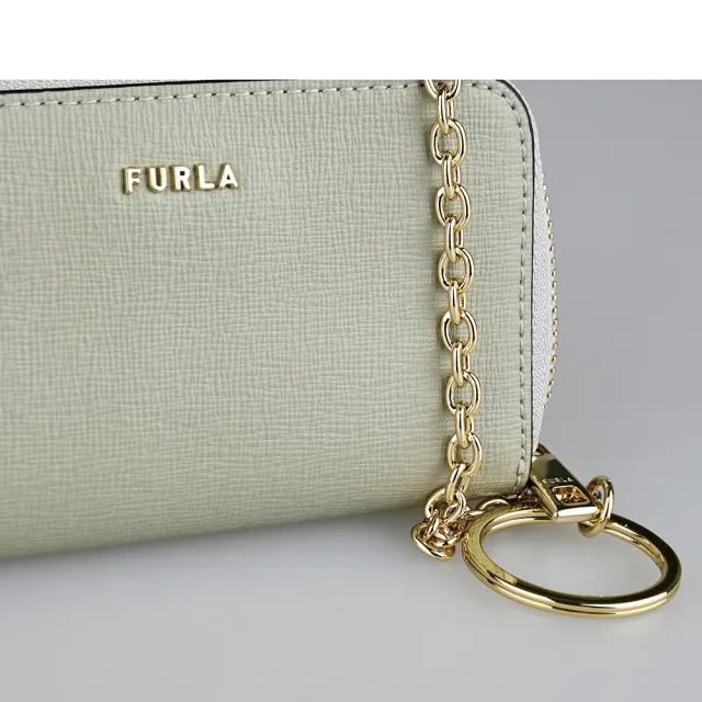 【FURLA 芙拉】FURLA BABYLON極簡質感拉鍊零錢包(大理石灰)