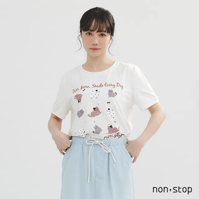 【non-stop】療癒花仔印花短袖T恤-2色