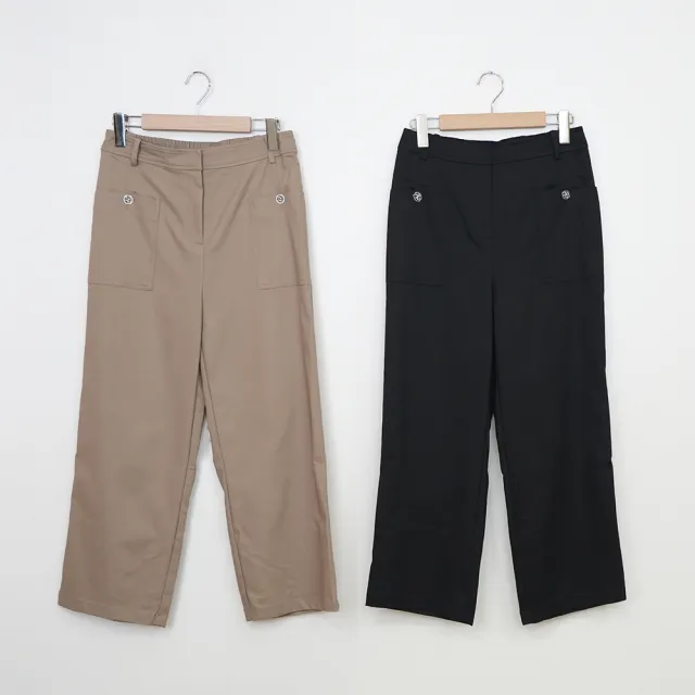 【MASTINA】大口袋後鬆緊九分褲(黑 卡/魅力商品)