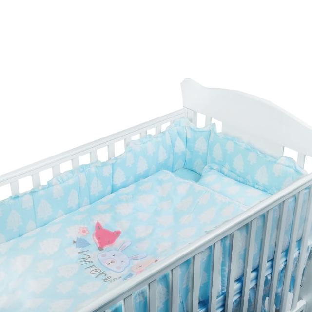 【ViVibaby】夢幻森林嬰兒寢具五件組 嬰兒(藍/粉 嬰兒床/嬰兒被單/嬰兒寢具/嬰兒床包)