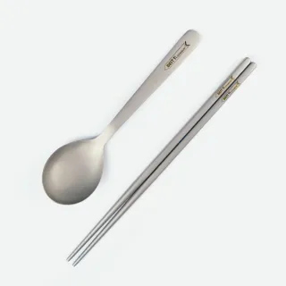 【BEST Ti】純鈦阿湯筷匙組 長方鈦筷20 x 阿湯杓(霧面 贈餐具袋-送完為止)