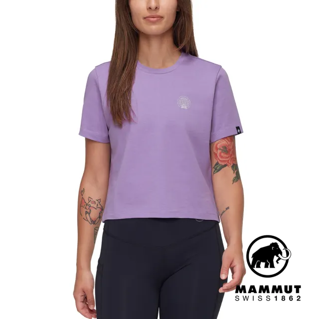 【Mammut 長毛象官方直營】Massone T Cropped Emblems 輕盈柔軟短版短袖上衣 女款 薰衣草紫 #1017-05172
