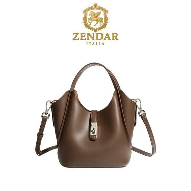 【ZENDAR】直播限定 台灣總代理 限量1折 頂級小牛皮菜籃子肩背包含內包 密卡系列 全新專櫃展示品(3色選)