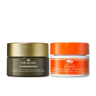 即期品【ORIGINS 品木宣言】早C晚A亮眼緊緻有神組(全效撫紋A醇眼霜15ml+元氣十足亮眼眼霜15ml/週年慶/預購)