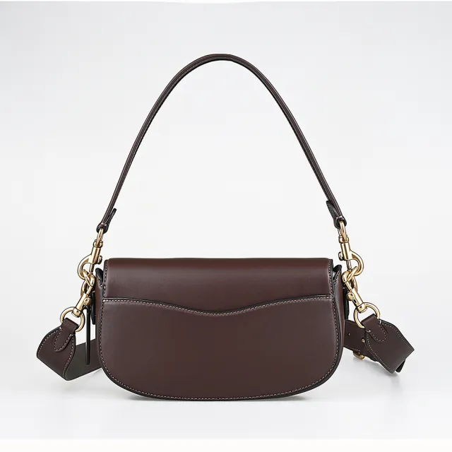 【COACH】COACH EMMY 23 立體C字LOGO牛皮斜背馬鞍包(楓樹棕)