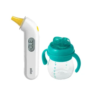 【BRAUN 百靈】IRT3030耳溫槍+OXO寶寶握鴨嘴杯(陪伴寶貝成長/新生兒/彌月禮/禮盒)