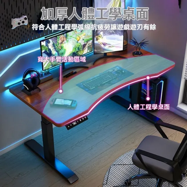 【匠俱】實木電動升降桌 180*60CM人體工學電腦桌 單電機(25mm加厚書桌 辦公桌 工作臺 電競桌)