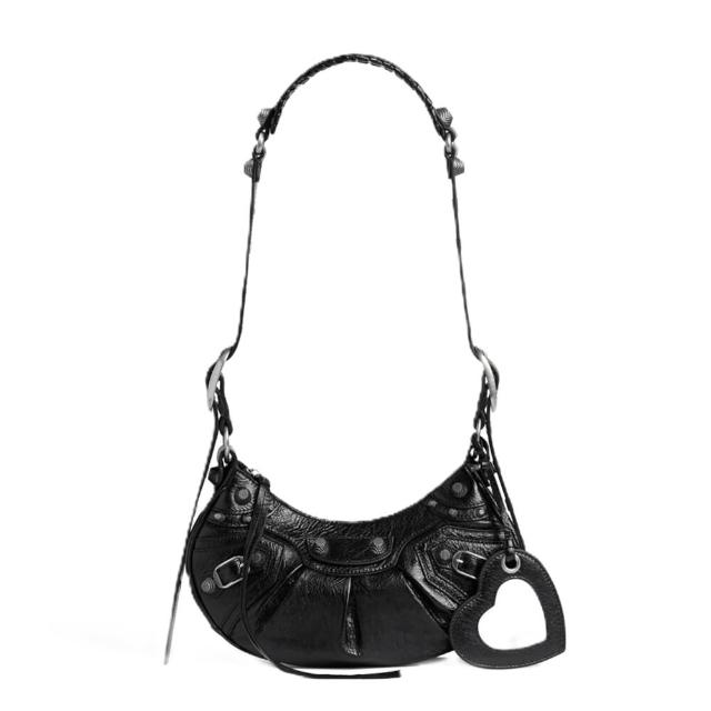 【Balenciaga 巴黎世家】Le Cagole XS 羊皮 機車包 半月包 斜背包 肩背包 黑色 671309