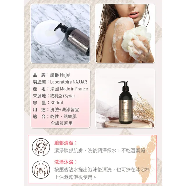 【法國NAJEL】6入組仙人掌籽油滋潤沐浴露300ml(總代理公司貨)
