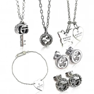 【GUCCI 古馳】925純銀雙G墜飾手鍊/項鍊(10款任選)