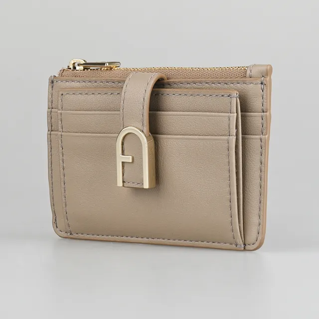 【FURLA 芙拉】FURLA FLOW拉鍊壓釦5卡零錢包(棕)