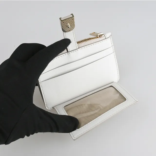 【FURLA 芙拉】FURLA FLOW拉鍊壓釦5卡零錢包(白)